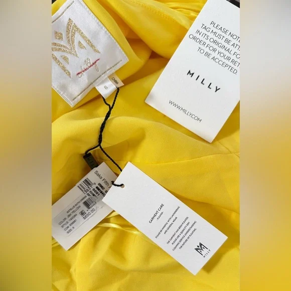 Milly Estelle Pleated Satin One-Shoulder Dress Size 6 - Picture 11 of 12